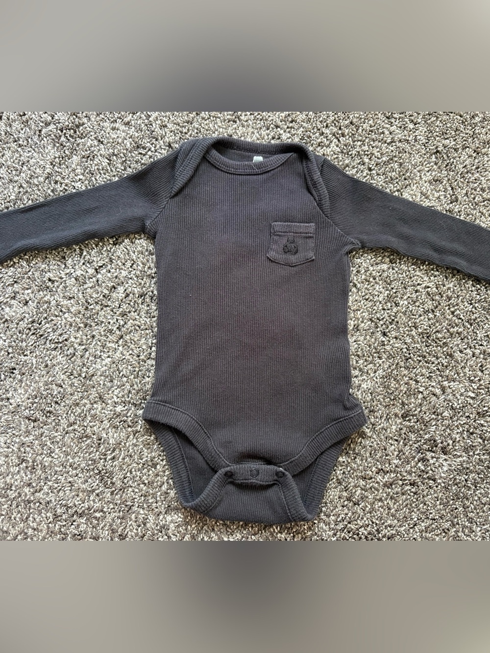 GAP Black Ribbed Long-Sleeve Baby One-Piece
